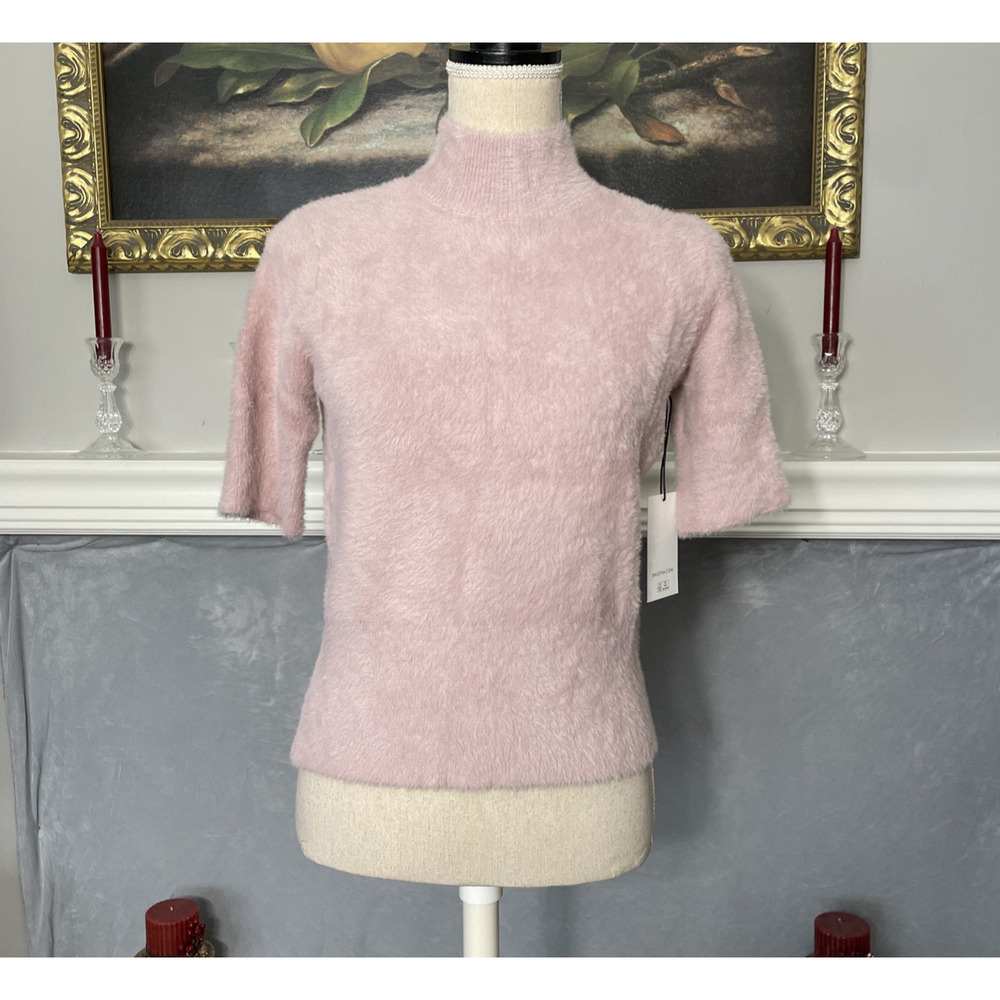Bailey 44 Pink Fuzzy Mock Neck Sweater Small
